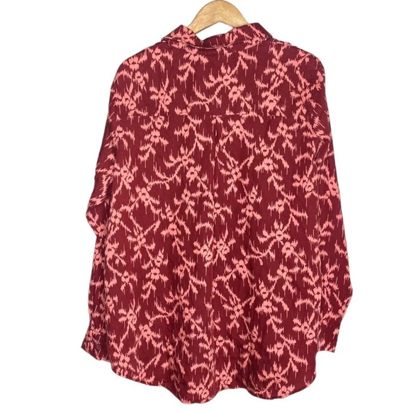 ✨NWT Target Knox Rose Burgundy Hibiscus Print Button Front Shirt Plus Size XXL - Picture 10 of 12
